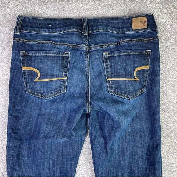 American Eagle Artist Jeans Women's 10 Blue Crop Straight Low Rise Dark Denim - Picture 4 of 12